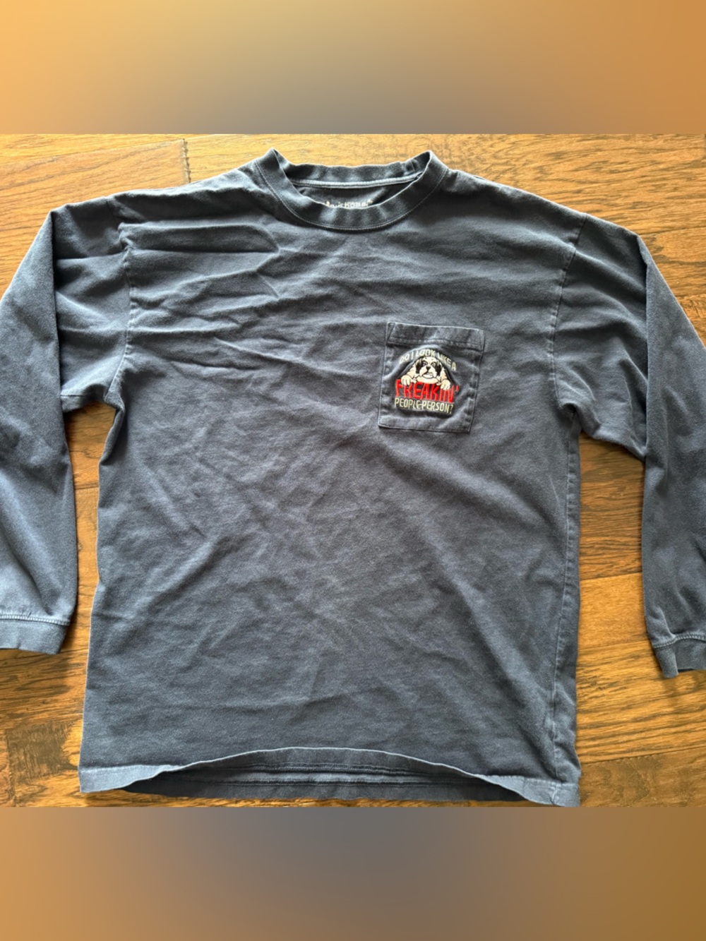 Vintage Big Dogs Navy Long Sleeve Pocket Tee with Embroidery size XL